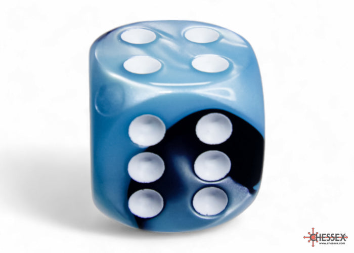 Gemini Black-Shell/white 16mm d6 Dice Block (12 dice) (Chessex) (26646)
