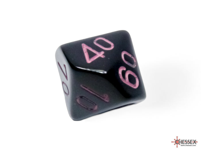 Opaque Black/pink Polyhedral 7-Dice Set (Chessex) (25448)
