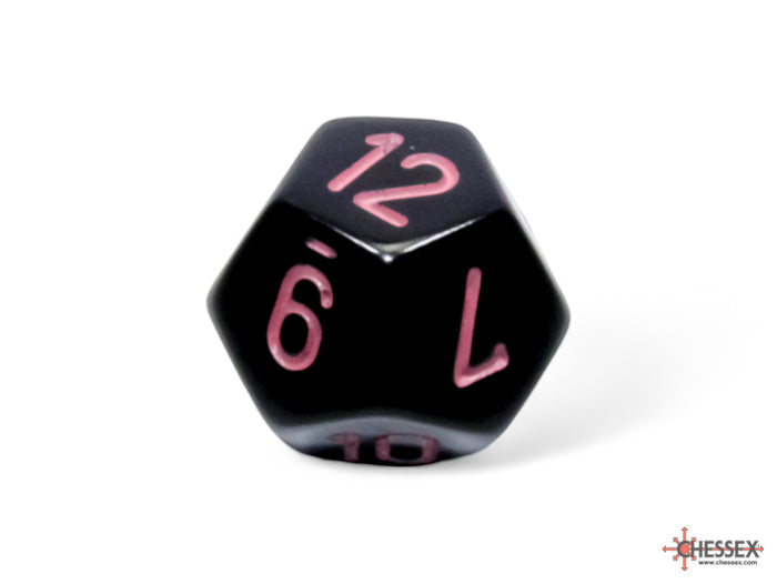 Opaque Black/pink Polyhedral 7-Dice Set (Chessex) (25448)