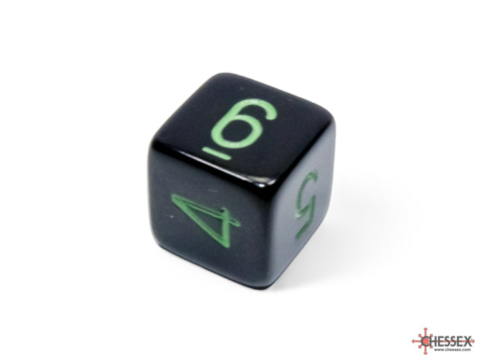 Opaque Black/green Polyhedral 7-Dice Set (Chessex) (25458)