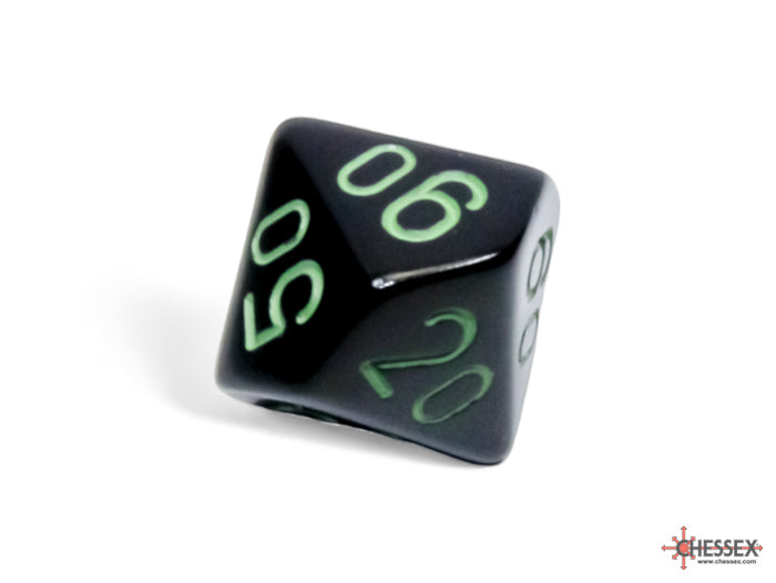 Opaque Black/green Polyhedral 7-Dice Set (Chessex) (25458)