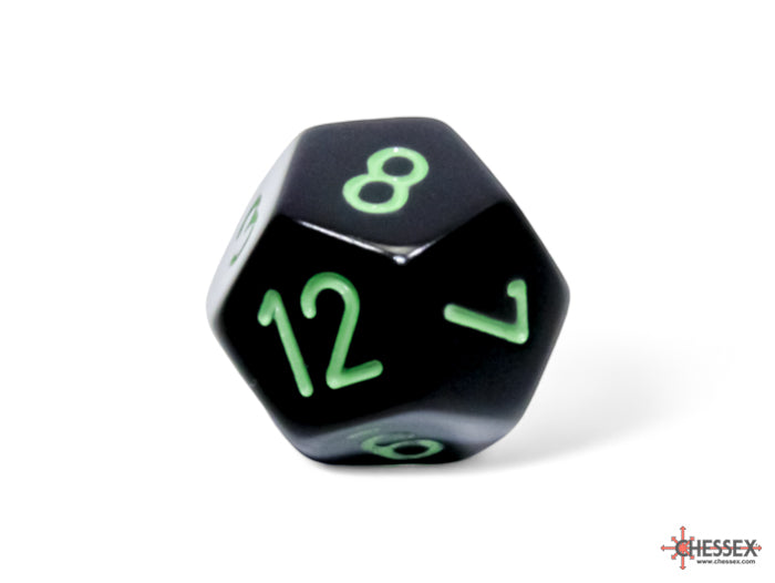 Opaque Black/green Polyhedral 7-Dice Set (Chessex) (25458)