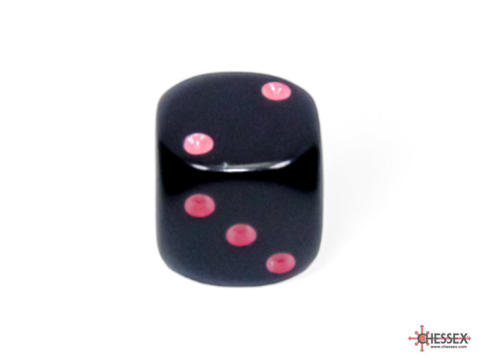 Opaque Black/pink 12mm d6 Dice Block (36 dice) (Chessex) (25848)