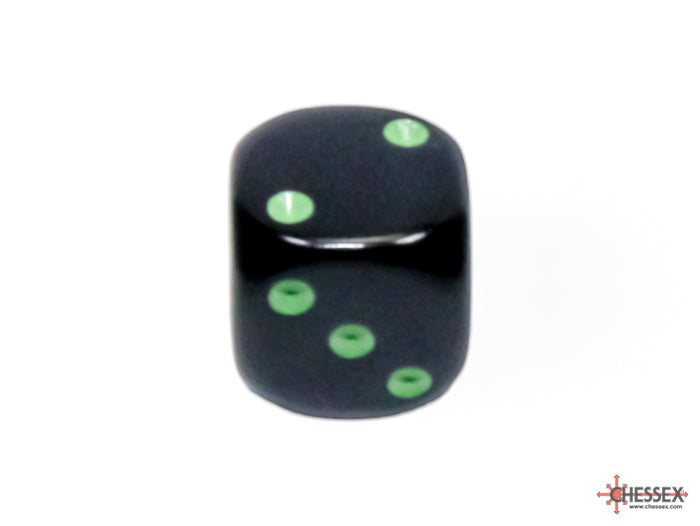 Opaque Black/green 12mm d6 Dice Block (36 dice) (Chessex) (25858)