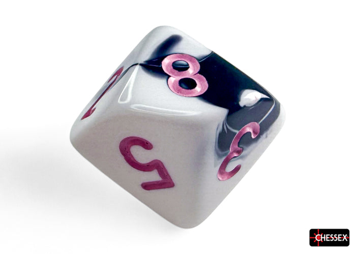 Gemini Black-White/pink Polyhedral 7-Dice Set (Chessex) (26469)