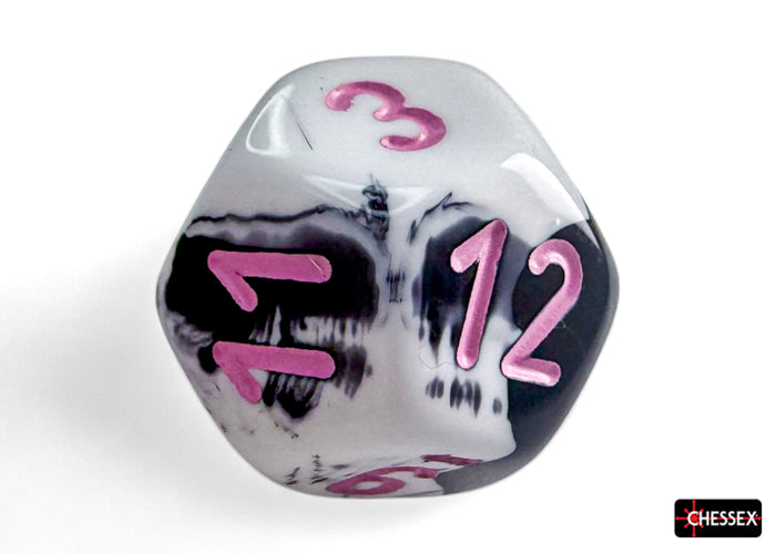 Gemini Black-White/pink Polyhedral 7-Dice Set (Chessex) (26469)