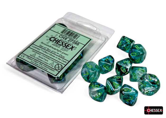 Borealis Kelp/light green Luminary Set of Ten d10s (Chessex) (27395)