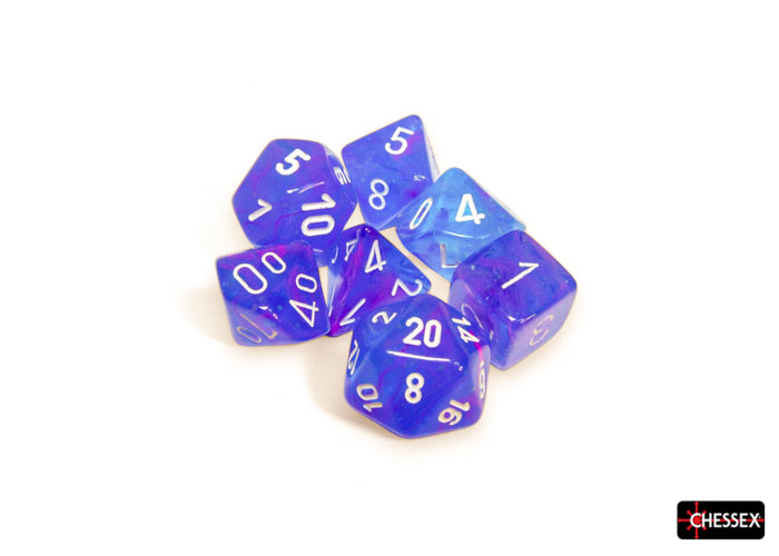Nebula Aura/white Luminary Polyhedral 7-Dice Set (Chessex) (27567)