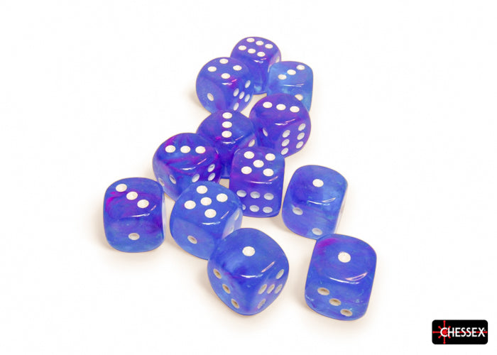 Nebula Aura/white Luminary 16mm d6 Dice Block (12 dice) (Chessex) (27767)