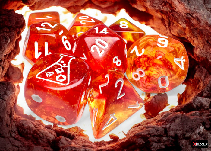 Nebula Molten/white Luminary™ Polyhedral 7-Dice Set (with bonus die) (Chessex) (30073)