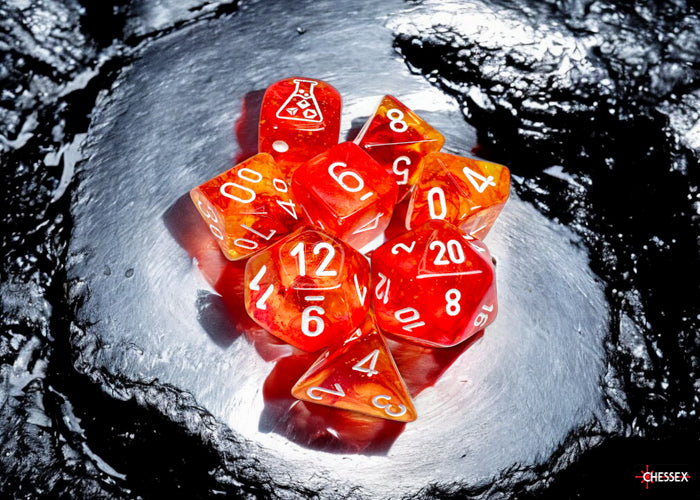 Nebula Molten/white Luminary™ Polyhedral 7-Dice Set (with bonus die) (Chessex) (30073)