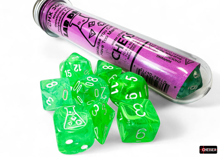 Nebula Gelatinous/white Polyhedral 7-Dice Set (with bonus die) (Chessex) (30074)