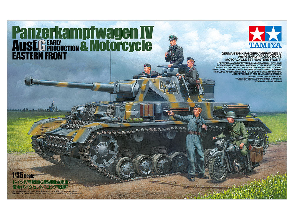 Tamiya 1/35 Panzerkampfwagen IV Ausf G. Early Production & Motorcycle Eastern Front (25209)