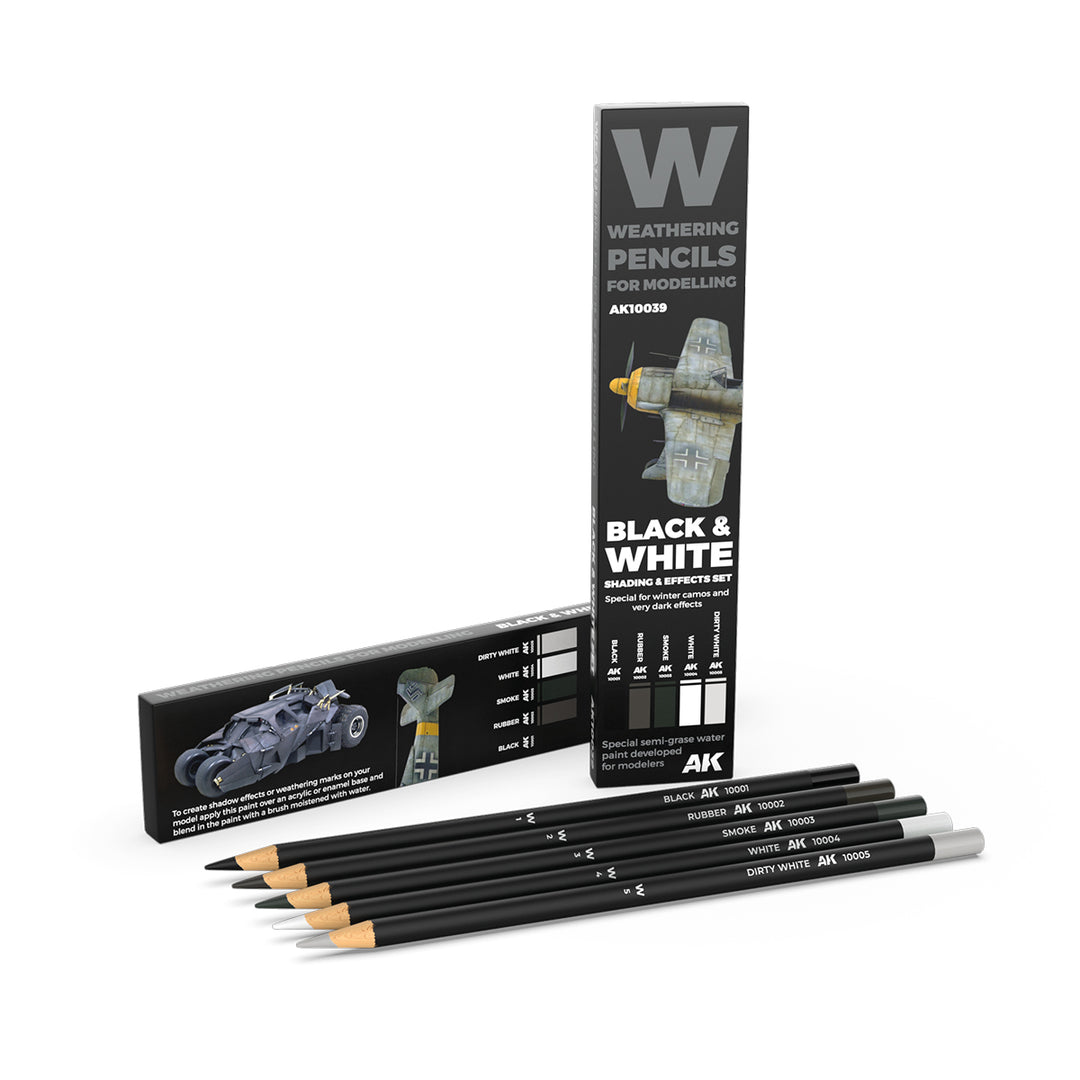 Weathering Pencils: Black & White Shading & Effects Set (AK Interactive) (AK10039)