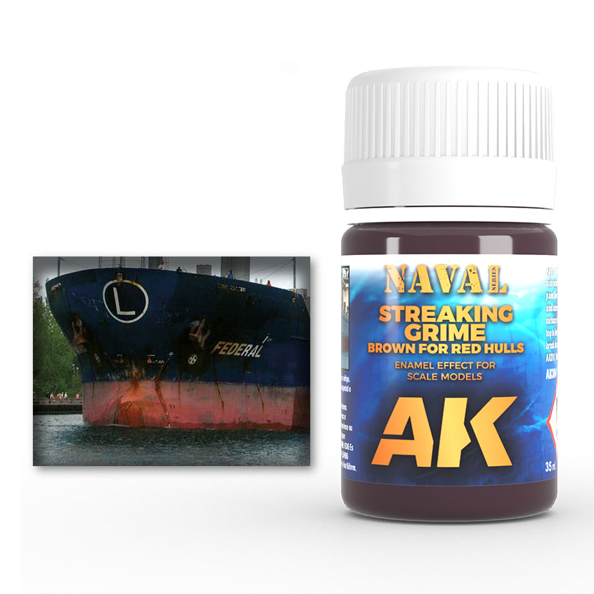 Enamel: Naval Streaking Grime, Brown for Red Hulls (AK Interactive) (AK304) (12)