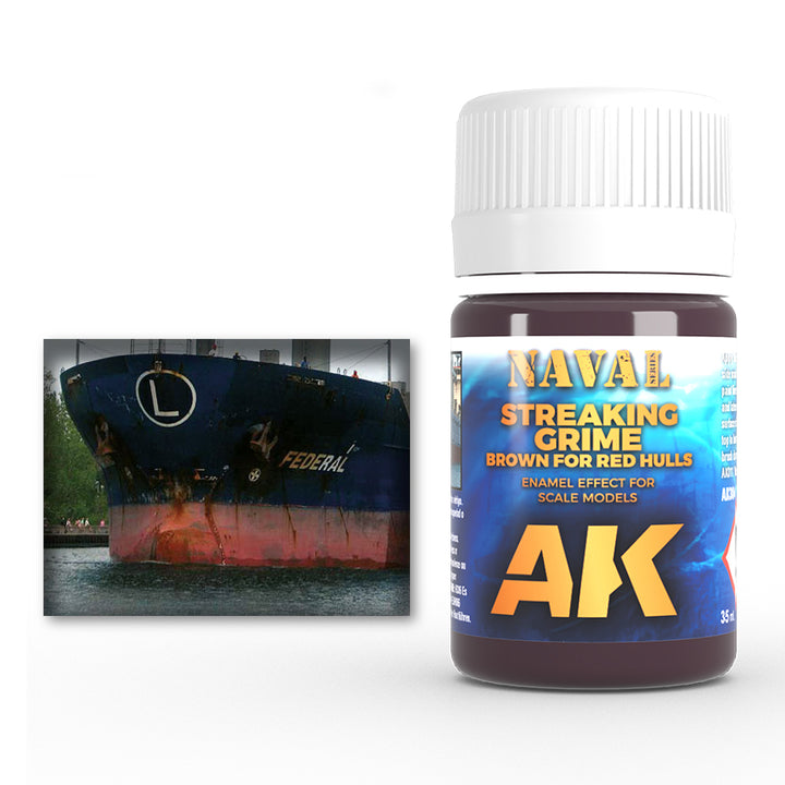 Enamel: Naval Streaking Grime, Brown for Red Hulls (AK Interactive) (AK304) (12)