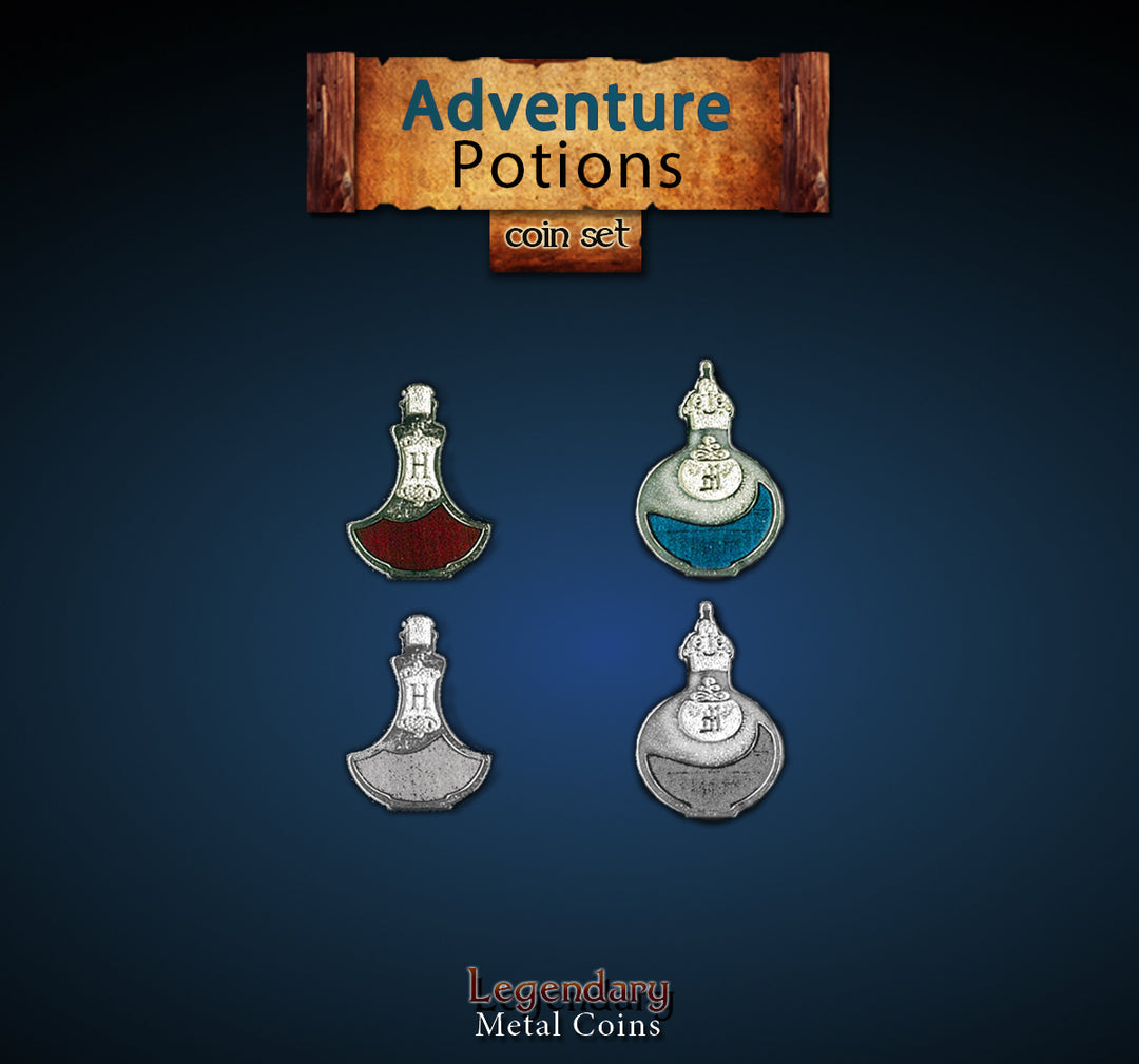 Legendary Metal Coins - Adventure Potion Tokens (Drawlab)