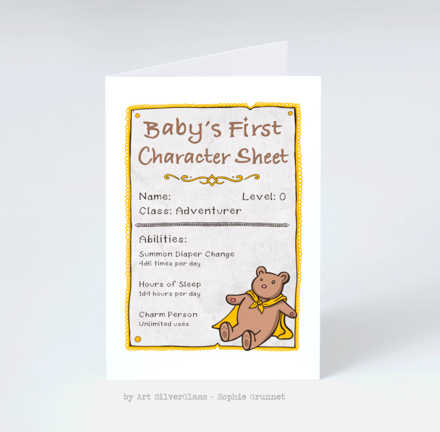 Greeting Card: Baby's First Character Sheet