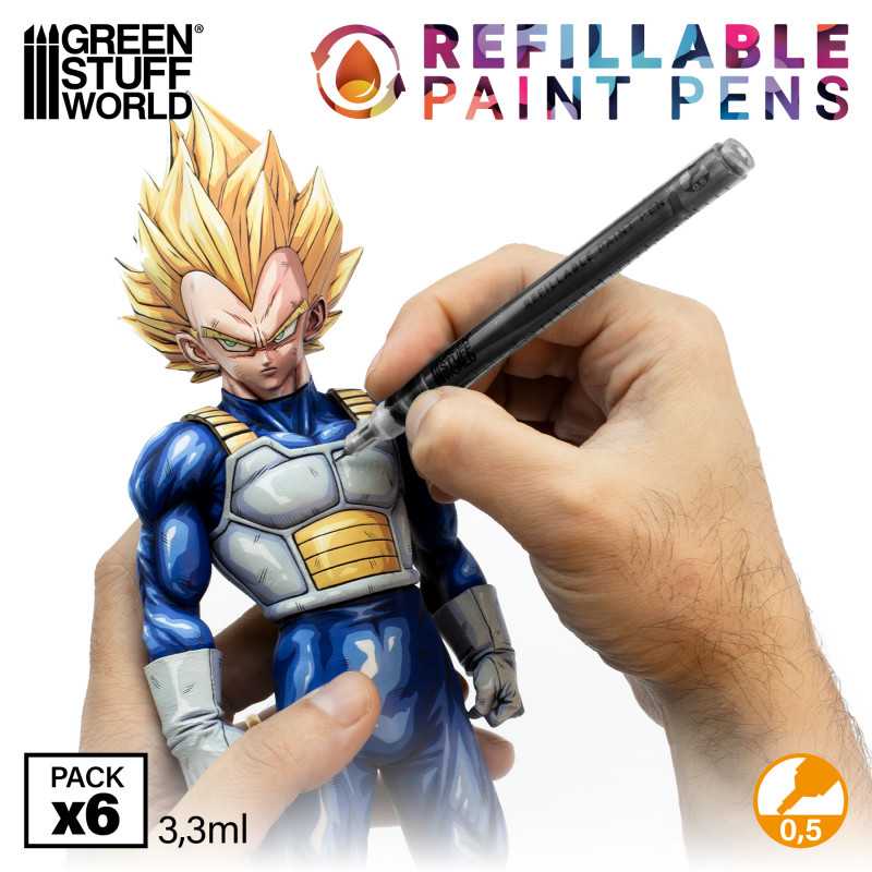 Refillable paint pen 0.5 (pack x6) (Green Stuff World)