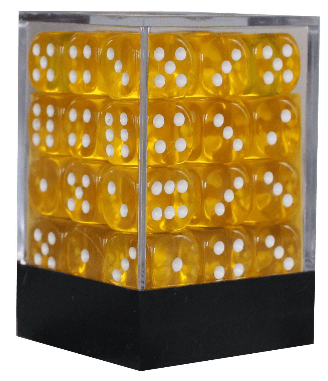 Translucent 12mm D6 gul m/hvid terninger (Chessex) (23802)