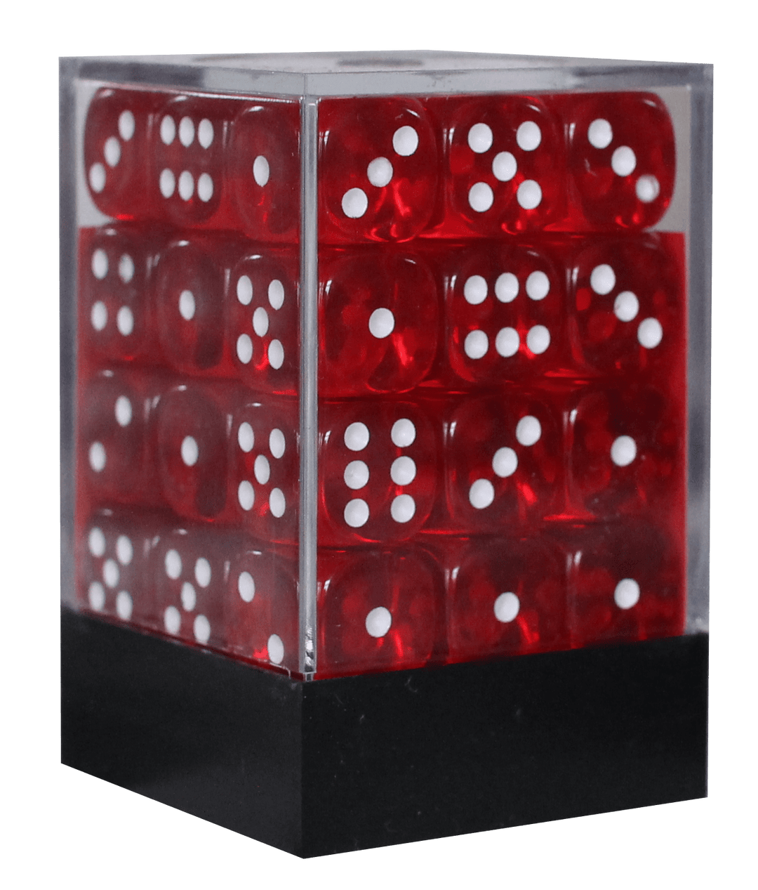 Translucent 12mm D6 rød m/hvid terninger (Chessex) (23804)