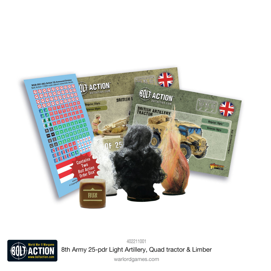 Bolt Action: 8th Army 25 pounder Light Artillery, Quad & Limber