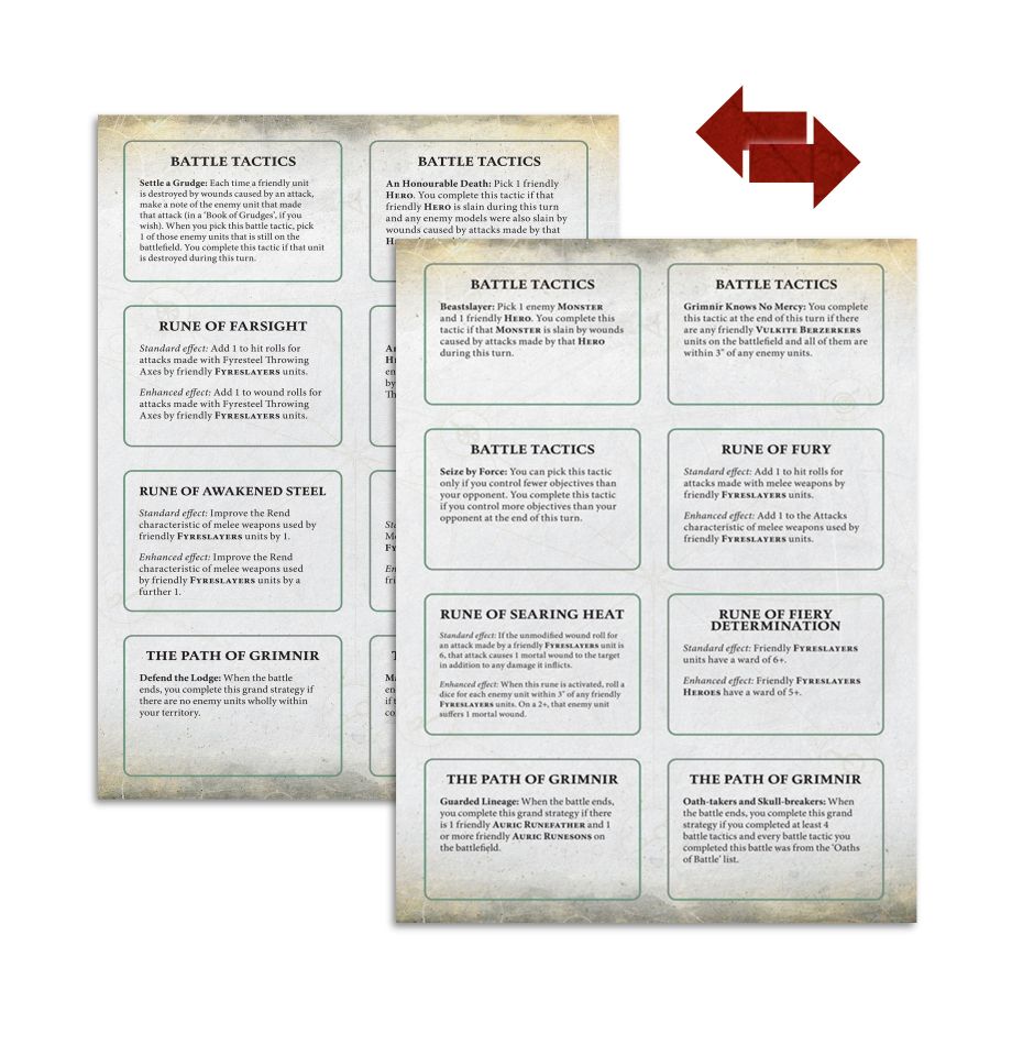 Warhammer Age of Sigmar: Fyreslayers Warscroll Cards