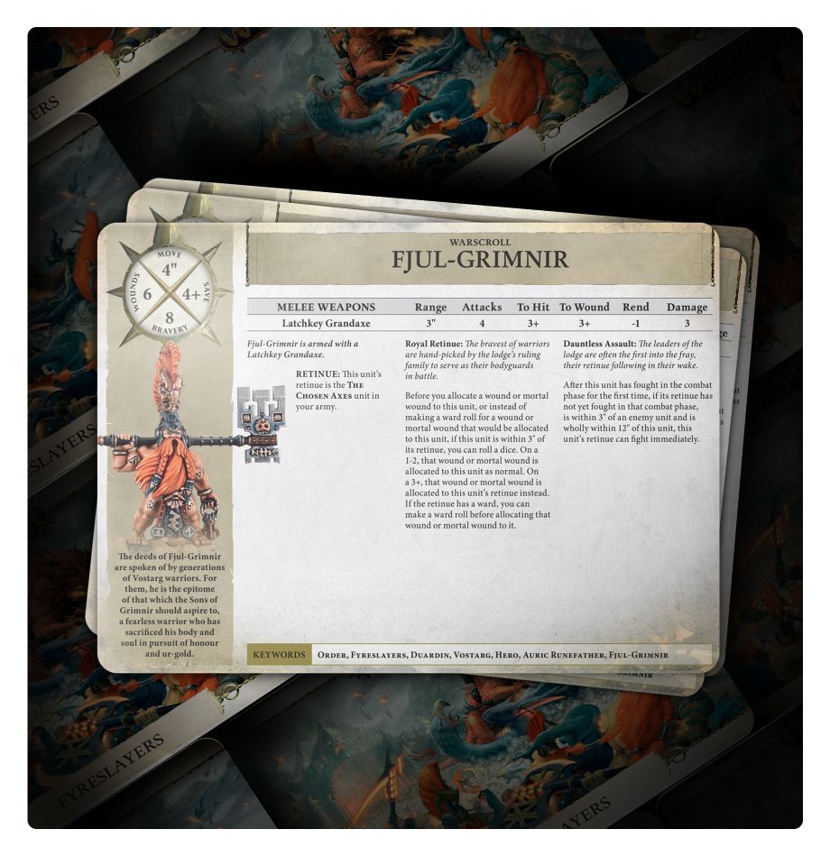 Warhammer Age of Sigmar: Fyreslayers Warscroll Cards