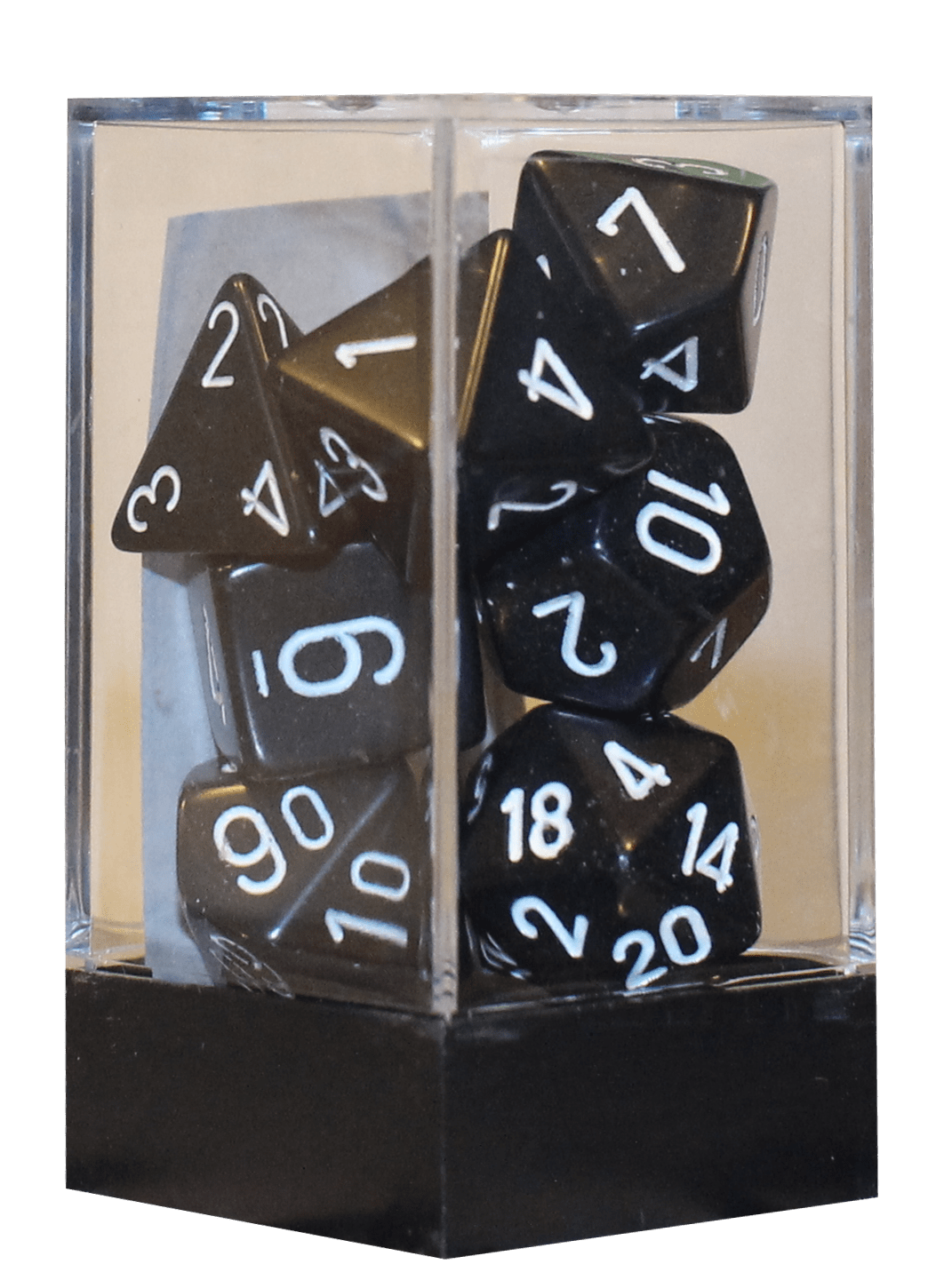 Opaque rollespilsterninger sort m/hvid (Chessex) (25408)