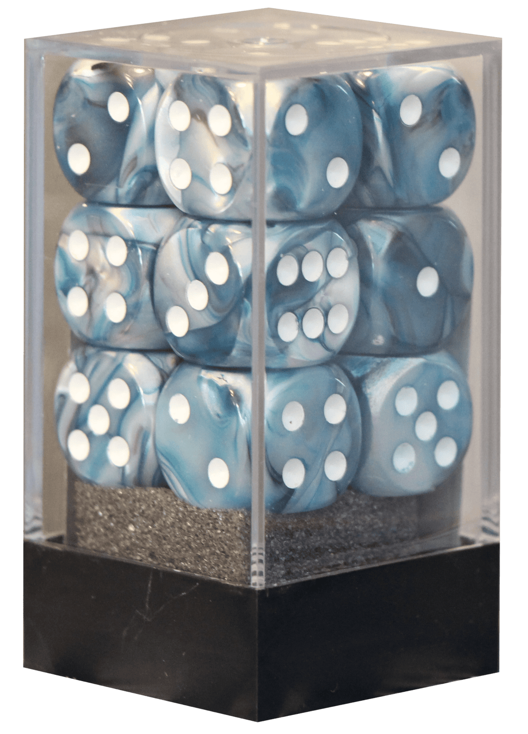 Lustrous - 16mm D6 Slate m/hvid terninger (27690) - Chessex