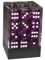 Translucent 12mm D6 lilla m/hvid terninger (Chessex) (23807)