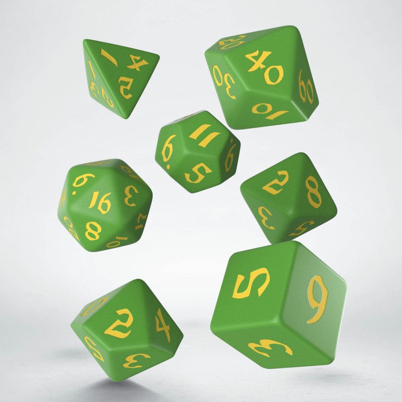 Classic Runic Green & yellow Dice Set (7) (Q-Workshop) (SCLR2F)