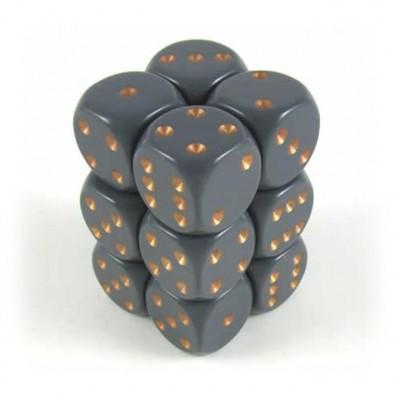 Opaque 16mm D6 støvet blå m/kobber terninger (25626) (Chessex)