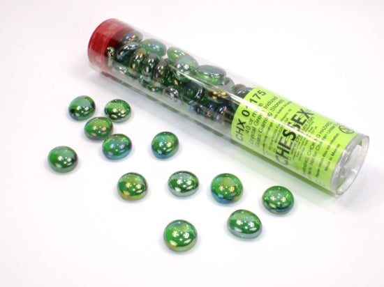 Iridized Green Glass Stones Tube (Chessex) (01175)