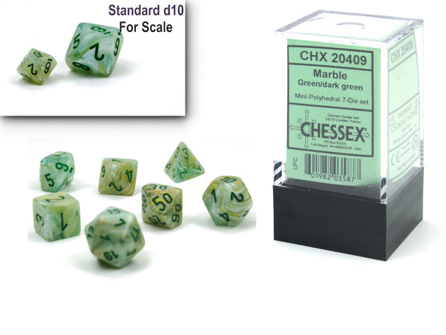 Marble Mini-hedral Green/dark green 7-Die Set (Chessex) (20409)