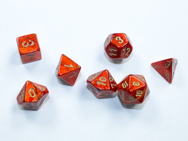 Scarab Mini-hedral Scarlet/gold 7-Die Set (Chessex) (20414)