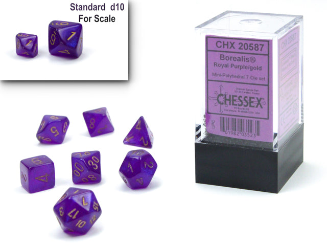 Borealis Mini-hedral Royal Purple/gold Luminary 7-Die (Chessex) (20587)