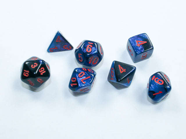 Gemini Mini-hedral Black-Starlight/red 7-Die Set (Chessex) (20658)