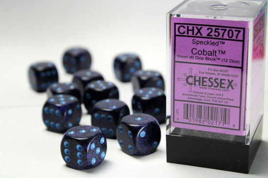 Speckled Cobalt 16mm d6 Dice Block (12 dice) (Chessex) (25707)