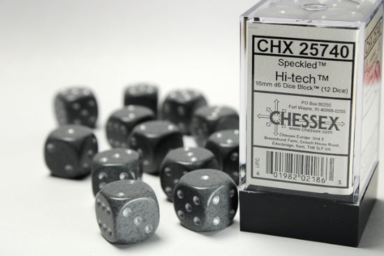 Speckled Hi-Tech 16mm d6 Dice Block (12 dice) (Chessex) (25740)