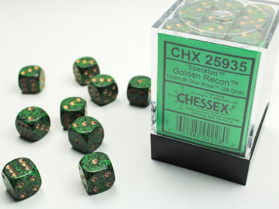 Speckled Golden Recon 12mm d6 Dice Block (36 dice) (Chessex) (25935)