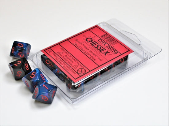 Gemini Black-Starlight/red Set of Ten d10s (Chessex) (26258)