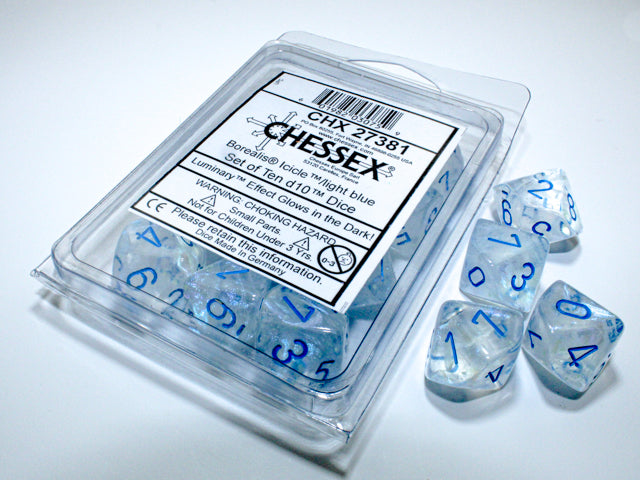 Borealis Icicle/light blue Set of Ten d10s (Chessex) (27381)