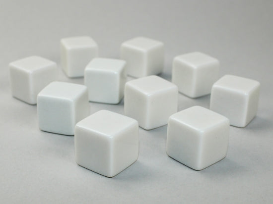 Opaque Polyhedral Bag of 10 Blank White d6 Dice (Chessex) (29032)