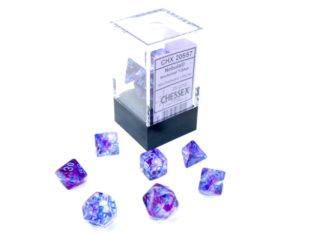 Nebula Mini-hedral Nocturnal/blue Luminary 7-Die Set (Chessex) (20557)