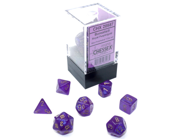 Borealis Mini-hedral Royal Purple/gold Luminary 7-Die (Chessex) (20587)