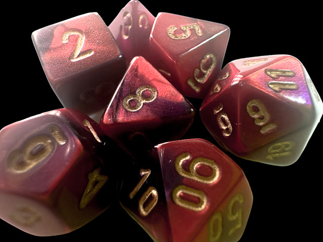 Gemini Mini-hedral Purple-Red/gold 7-Die Set (Chessex) (20626)