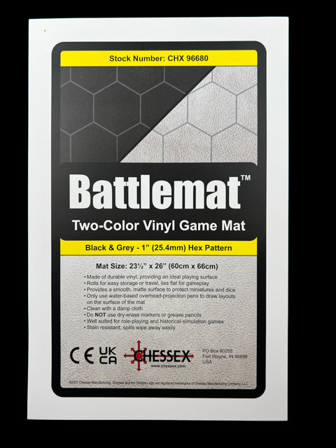 Battlemat 1" Reversible Black-Grey Hexes (Chessex) (96680)