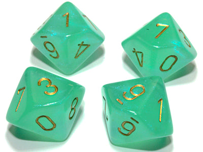 Borealis Light Green/gold Luminary Set of Ten d10s (Chessex) (27375)