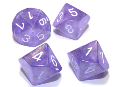 Borealis Purple/white Luminary Set of Ten d10s (Chessex) (27377)